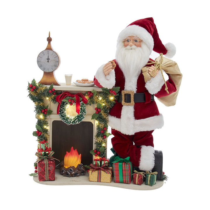 Kurt Adler 17-Inch KSA Kringles Santa with LED Fireplace Mantle KK0146