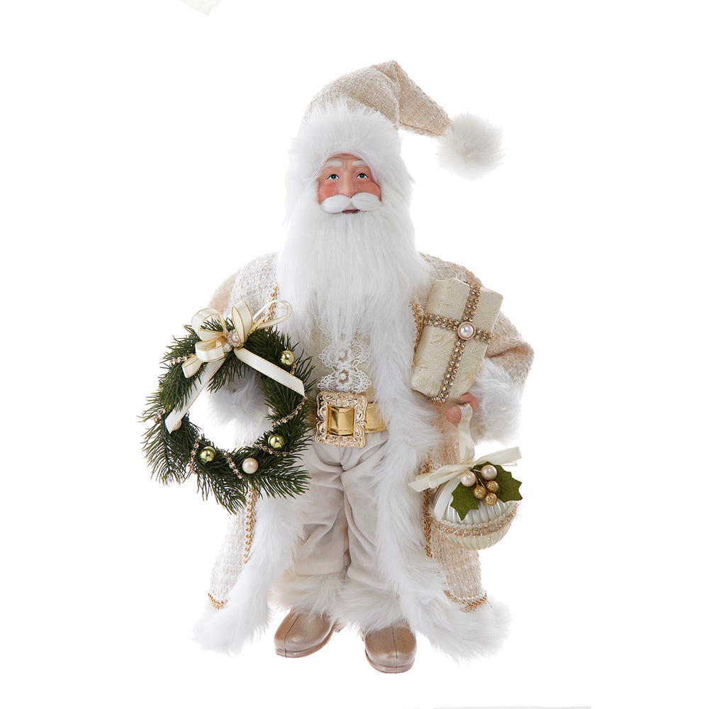 Kurt Adler  18-Inch  Kringles Cream Santa with Gift and Wreath KK0147