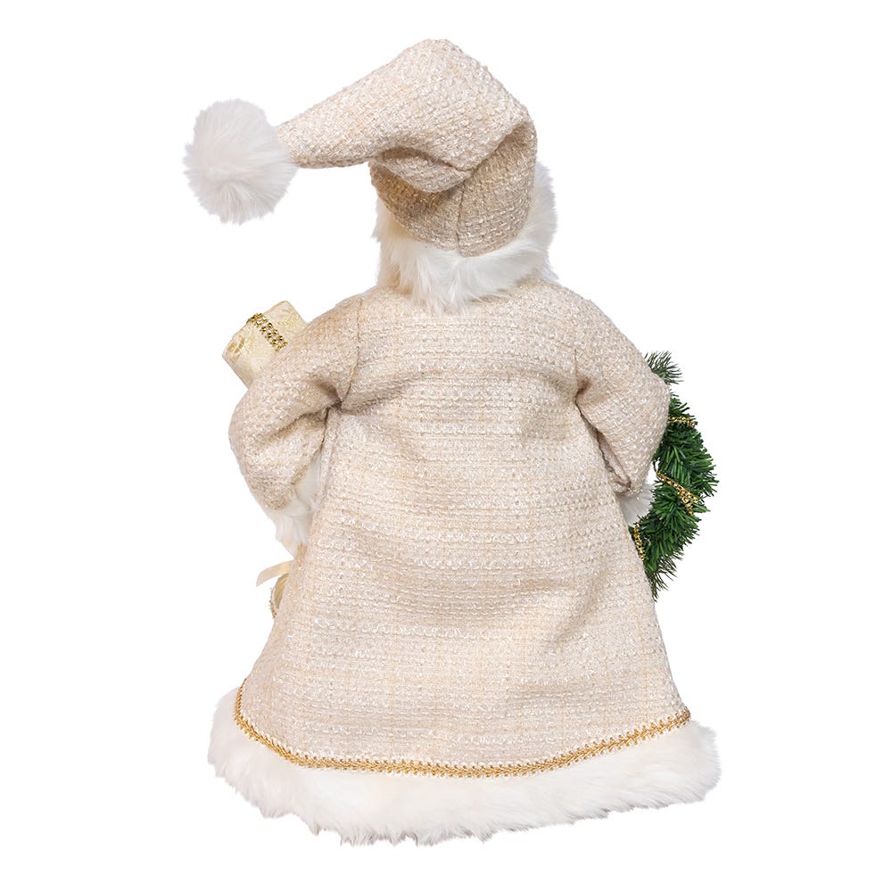 Kurt Adler  18-Inch  Kringles Cream Santa with Gift and Wreath