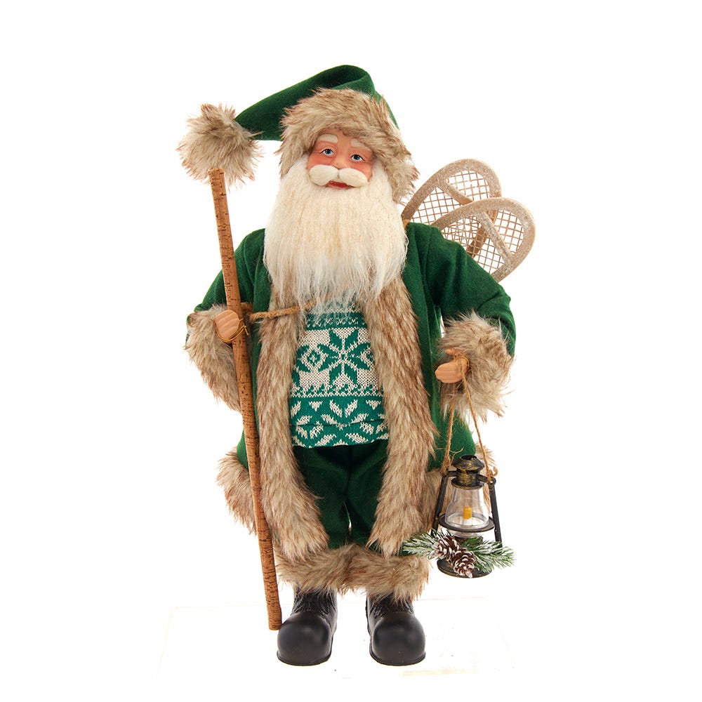Kurt Adler 18.5-Inch Kringles Winter Green Santa with cane and lamp decoration KK0152