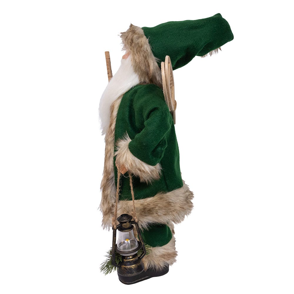 Kurt Adler 18.5-Inch Kringles Winter Green Santa with cane and lamp decoration
