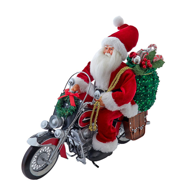 Kurt Adler whimsical 14-Inch Kringles Motorcycle Santa with Giftbag KK0153