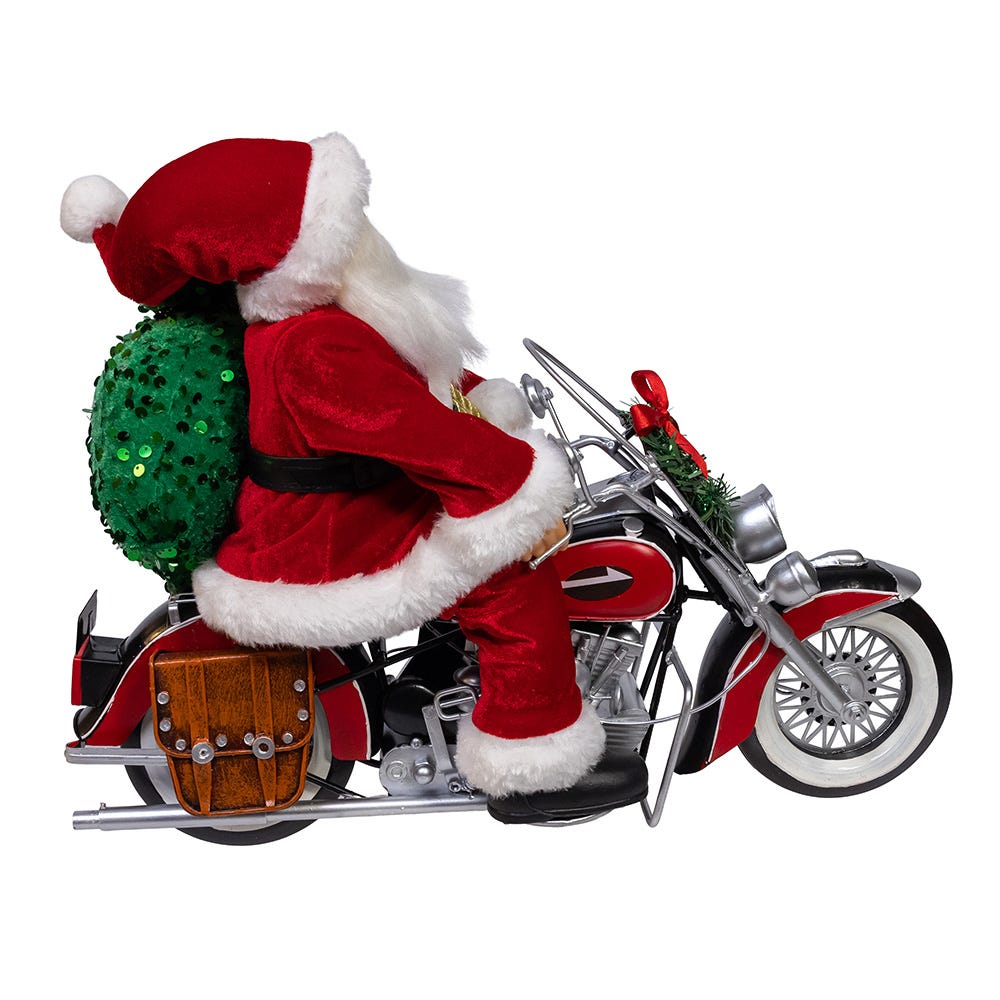 Kurt Adler whimsical 14-Inch Kringles Motorcycle Santa with Giftbag
