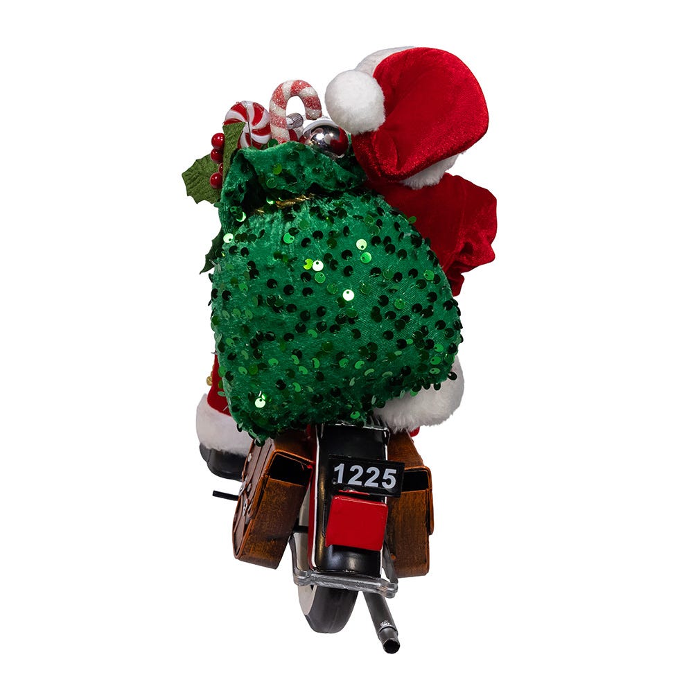 Kurt Adler whimsical 14-Inch Kringles Motorcycle Santa with Giftbag