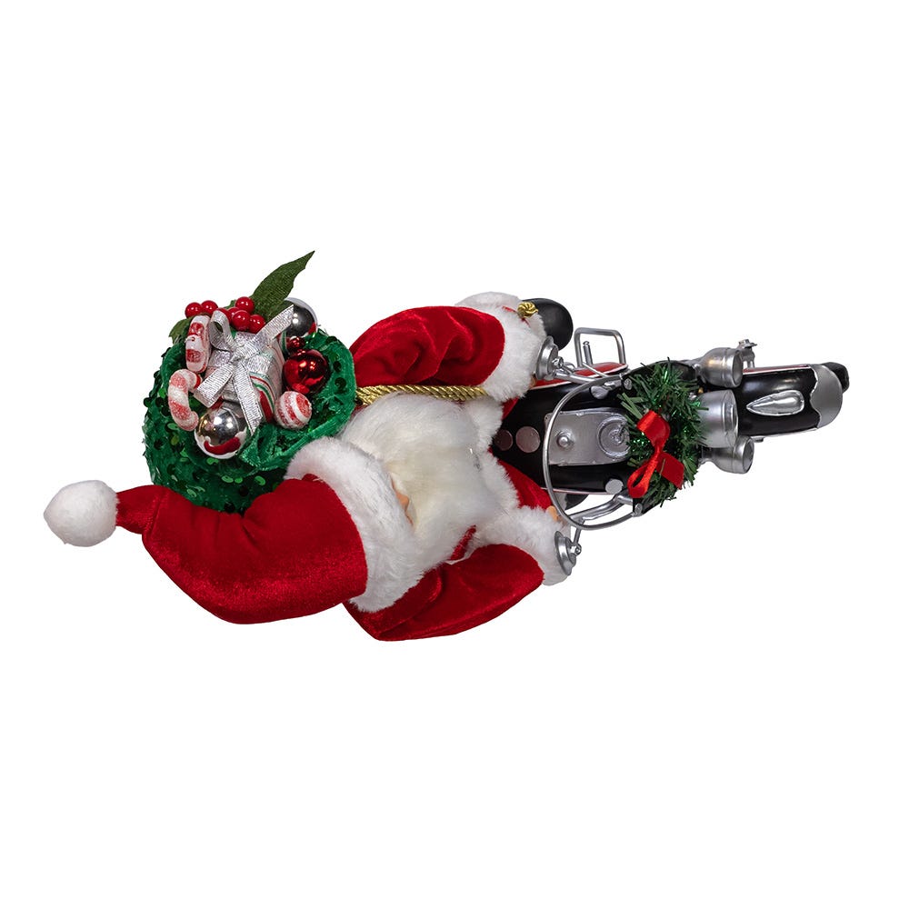 Kurt Adler whimsical 14-Inch Kringles Motorcycle Santa with Giftbag