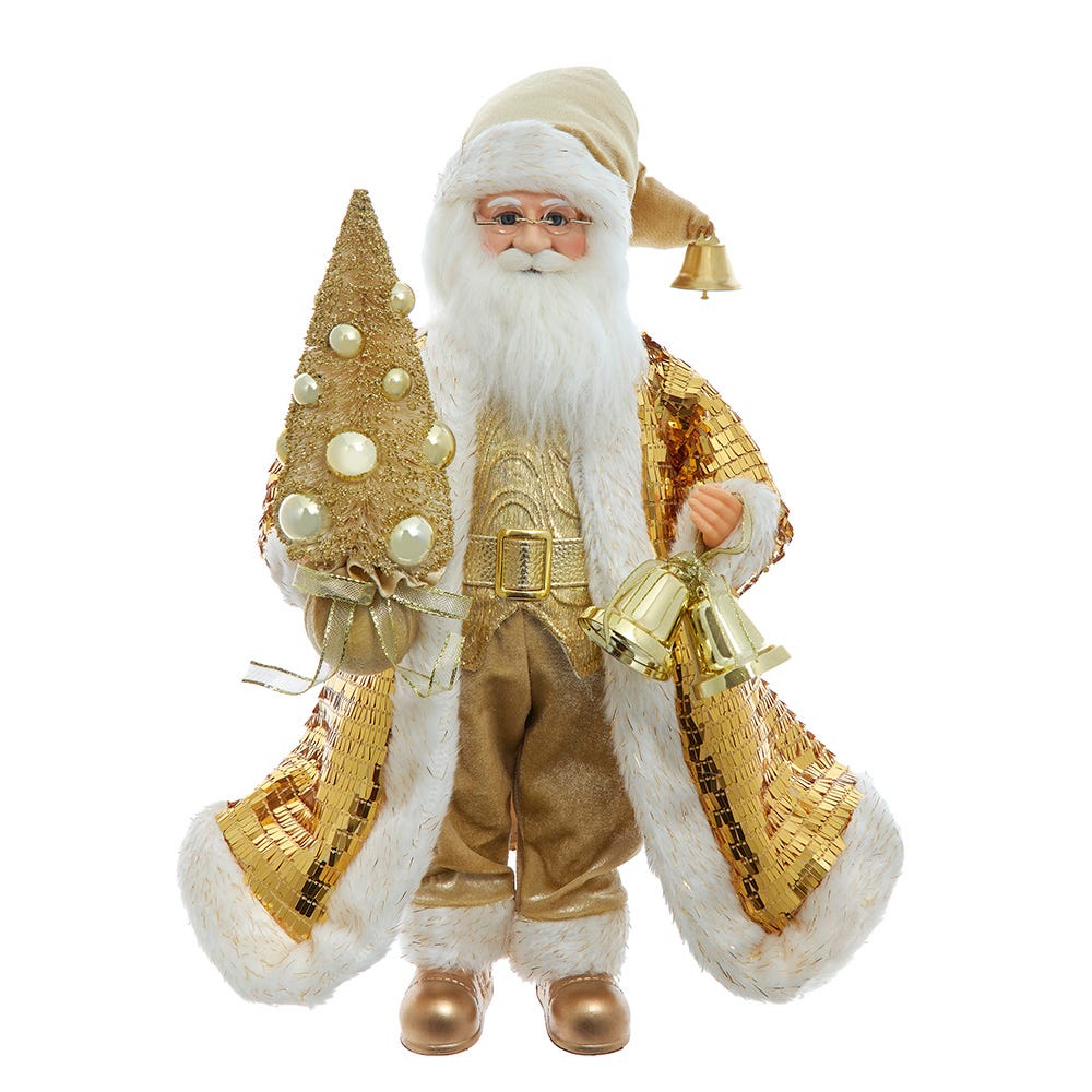 Kurt Adler 18-Inch KSA Kringle Standing Gold Santa with Tree KK0155