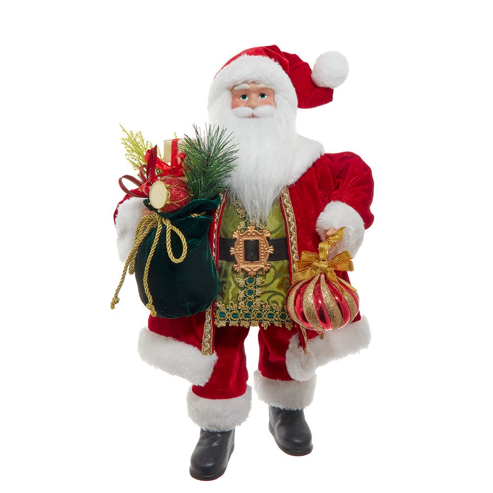Kurt Adler 18"  Kringles Red Velvet Santa with Bag KK0158