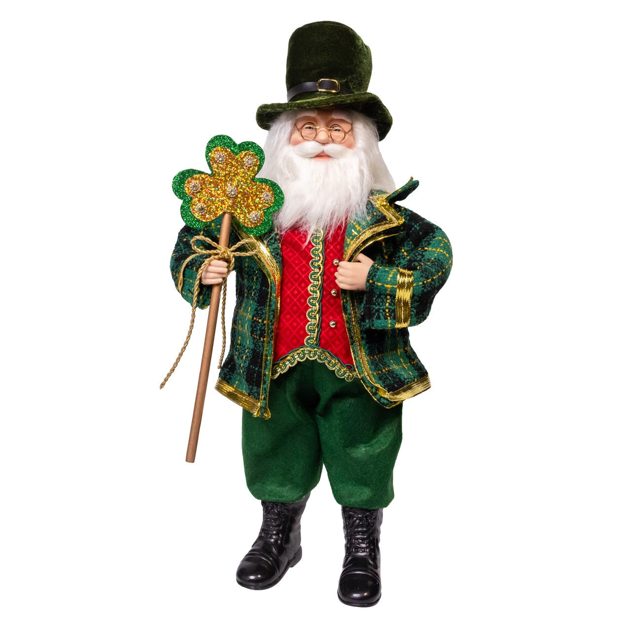 Kurt Adler 18" KSA Kringles Irish Santa With Shamrock Staff #KK0167