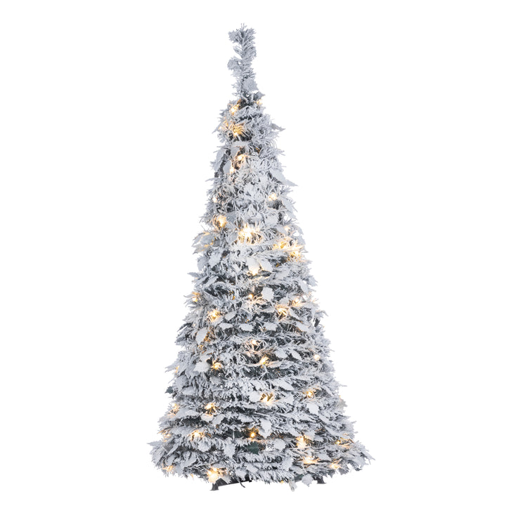 Sterling 4 ft. Pre Lit Warm White LED Pop Up Flocked Pine Tree