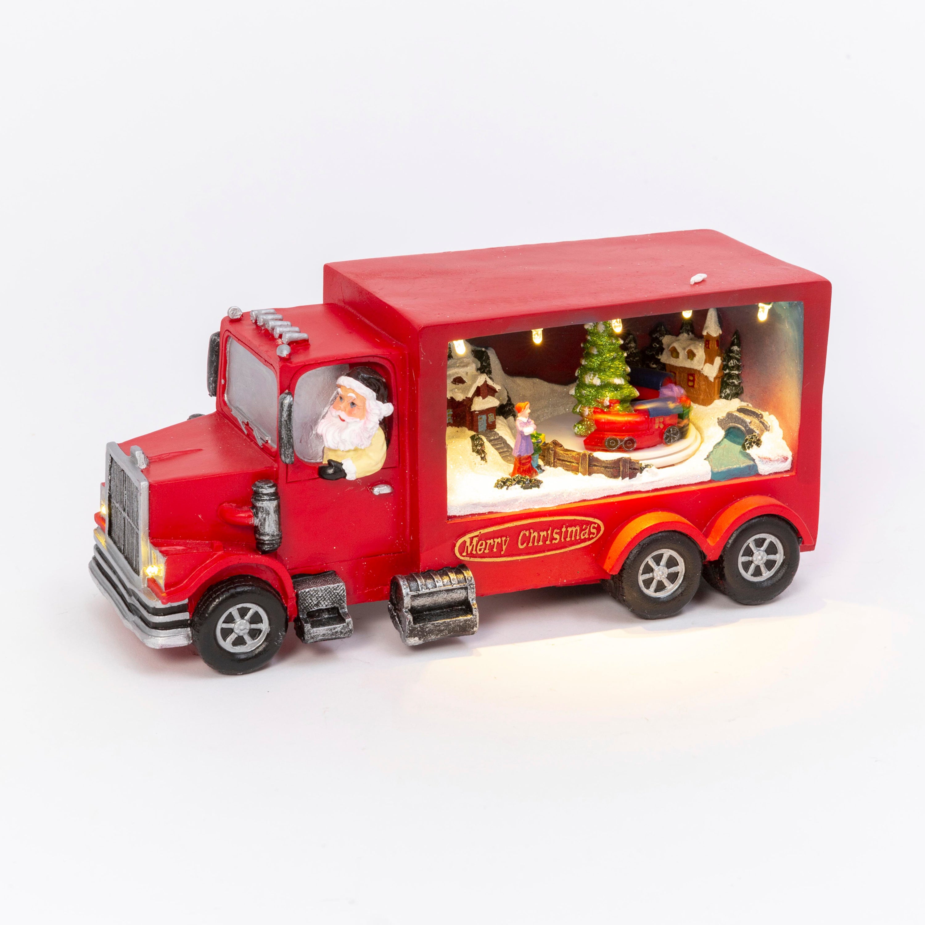 Joyful 9.8 in L Battery Operated Lighted Holiday Truck with Moving Scene 2530830EC