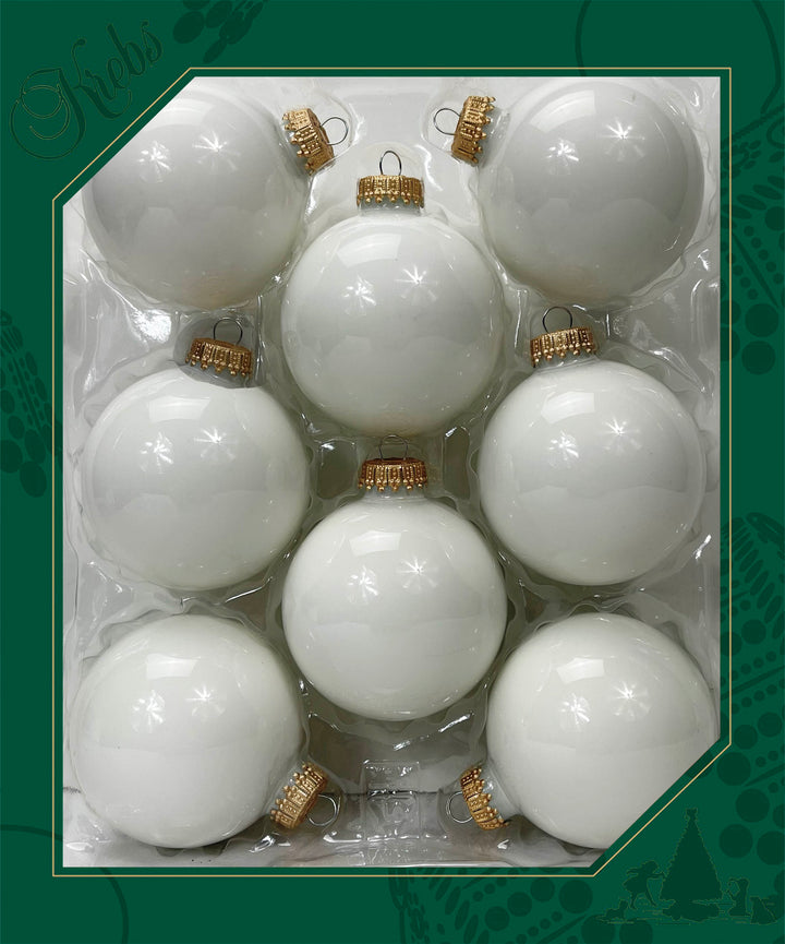 Christmas by Krebs Porcelain White 2.63 in Glass Christmas Tree Ornaments Set of 8 #KBX70195