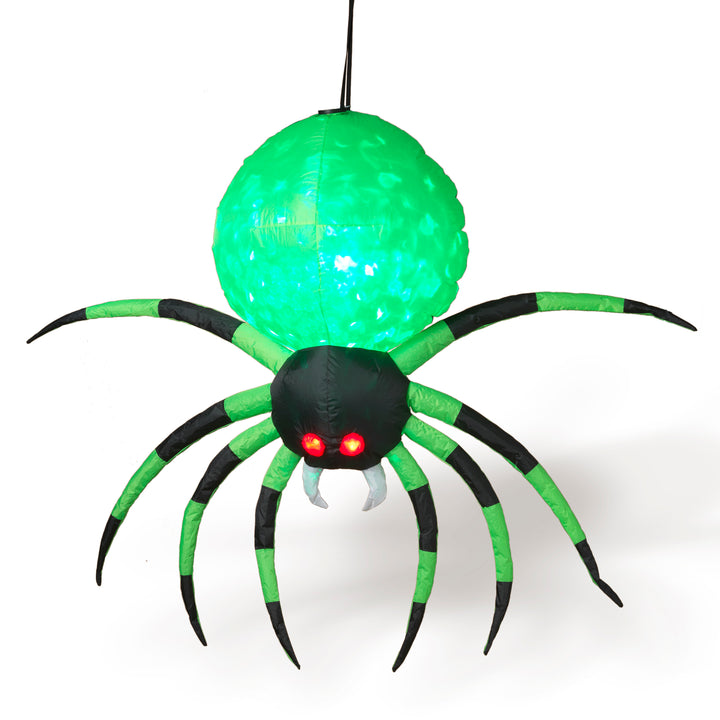 Eerie 5 Foot Electric Inflatable Halloween Green Spider with Disco Light #2745110EC