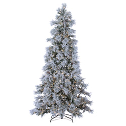 Sterling 9 ft. Pre Lit Cool White LED Lightly Flocked Snowbell Pine