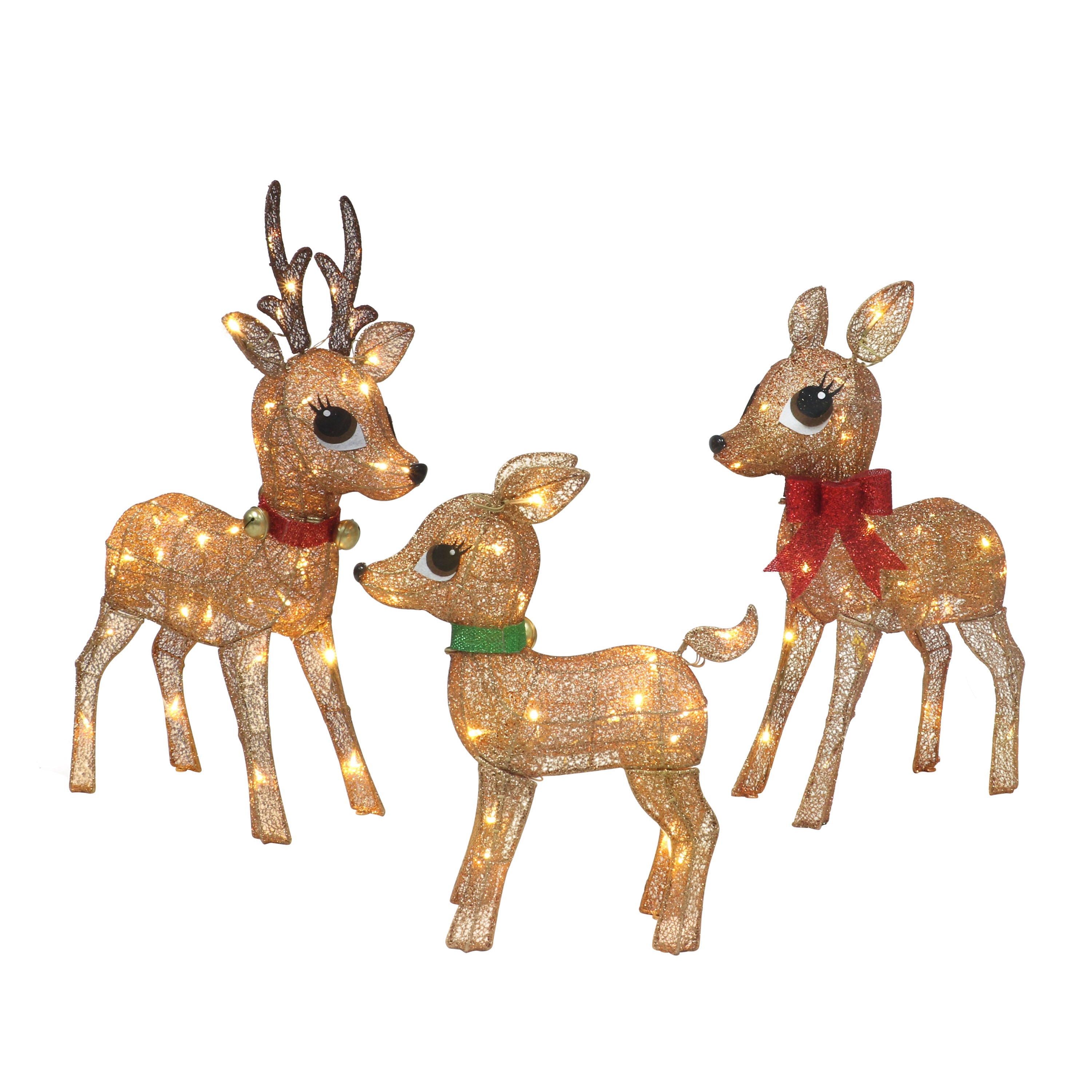 Set of 3 Lighted Outdoor Wire Frame Deer YD4654LA-3