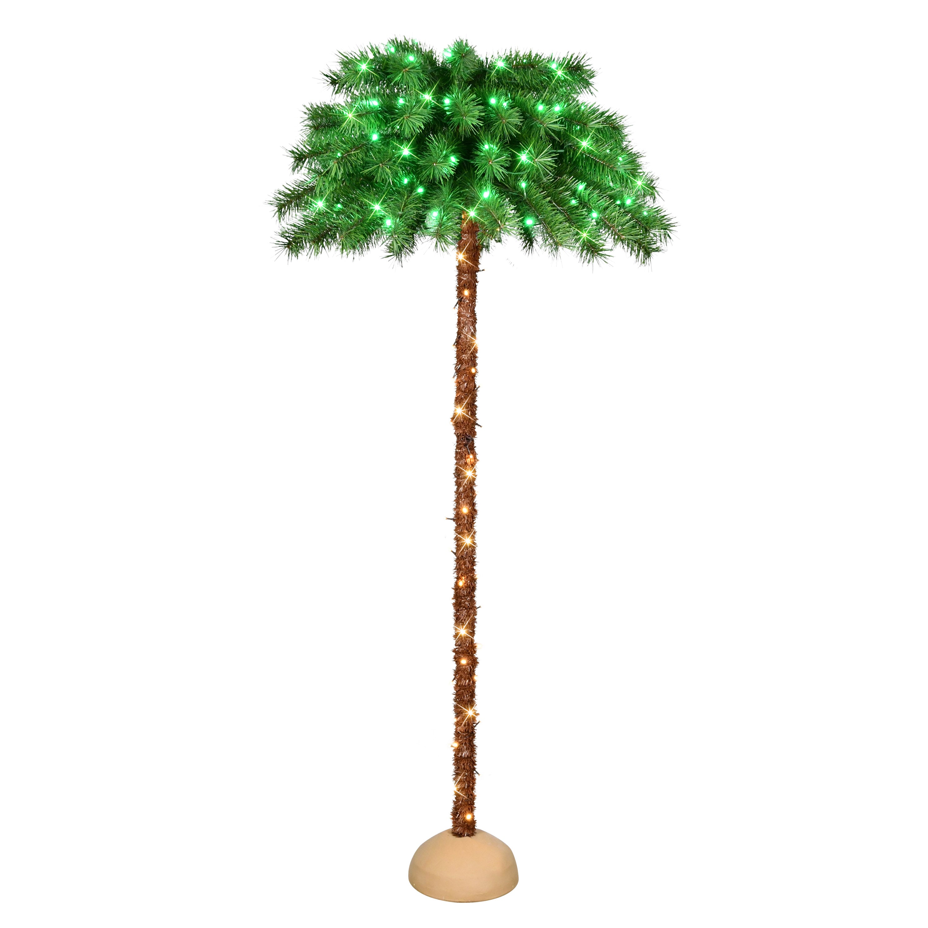 6' Pre-Lit Artificial Palm Tree with Green and Clear Lights DT8345-60LG5K150A