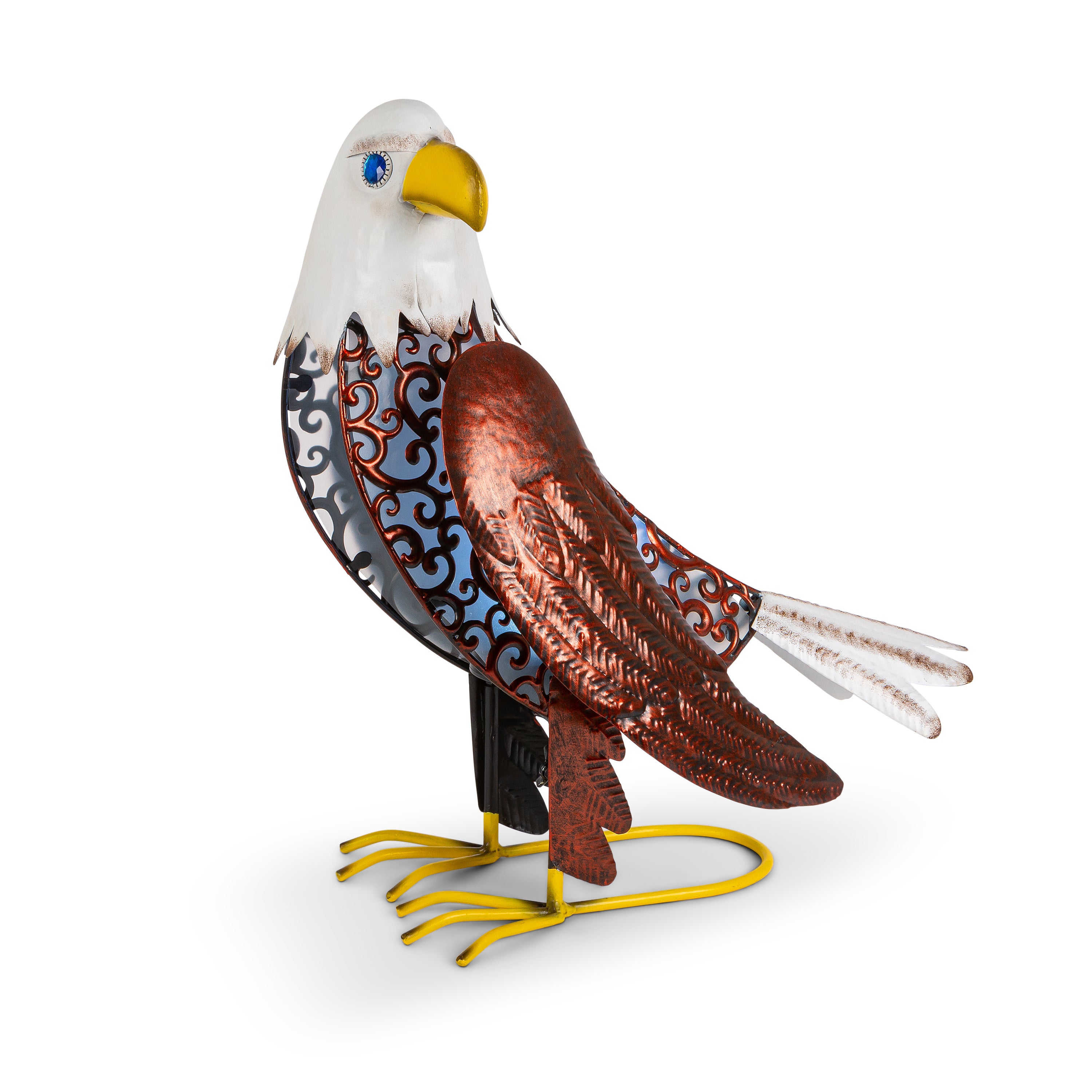 Majestic 17 inch Solar Lighted Bronze Metal Eagle with Cool White LED 72189EC