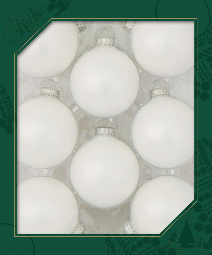 Christmas by Krebs White Satin 2.63 in Glass Christmas Tree Ornaments Set of 8 #KBX84700