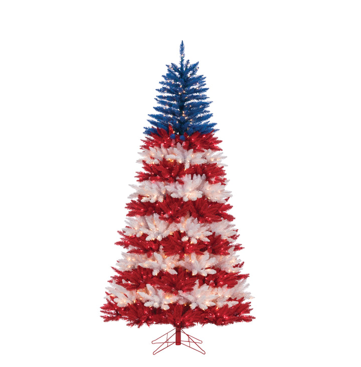 Sterling 7.5 ft. Pre Lit Clear UL Patriotic American Tree