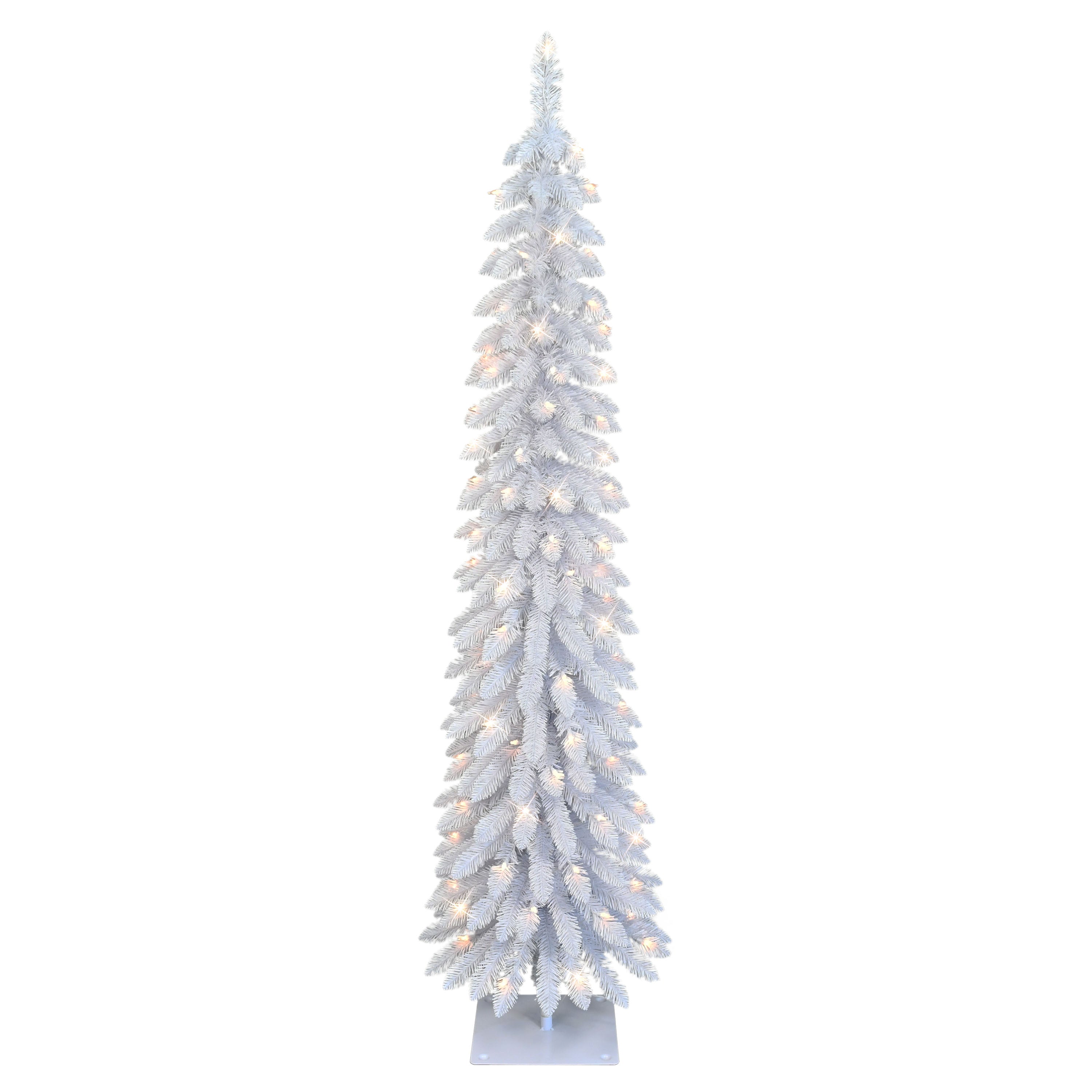 6' Pre-Lit Artificial White Alpine Pencil Tree WH-01063-TP60C1A