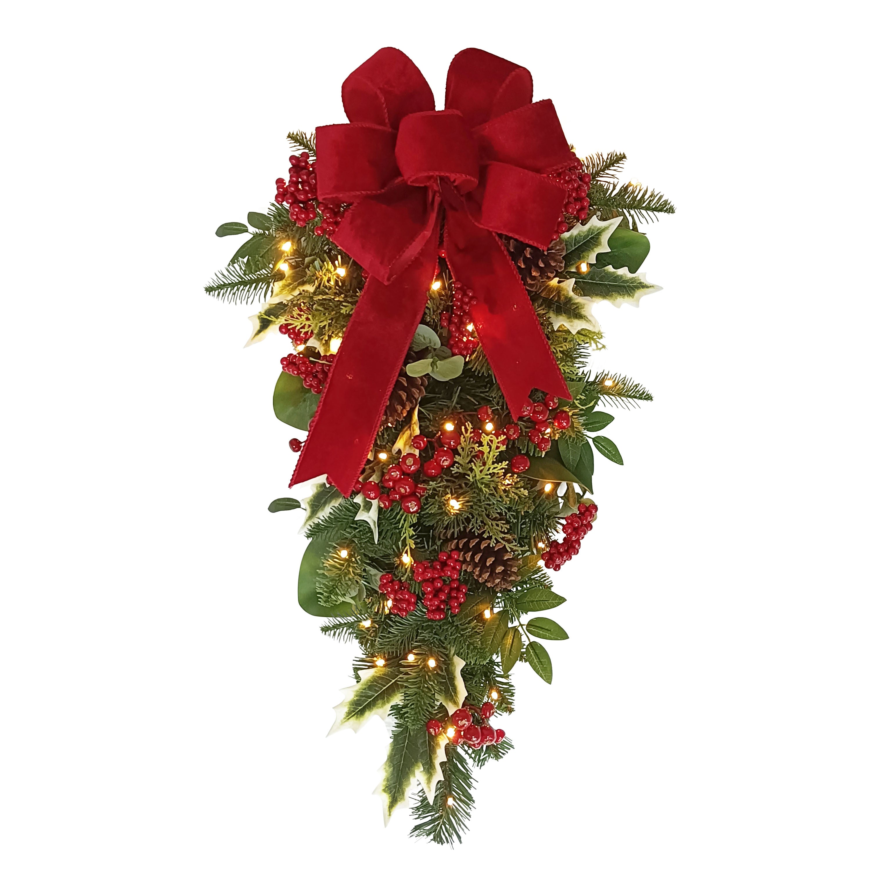 28" Battery-Operated Pre-Lit Decorated Artificial Swag 4647A-SW28LW07-BO
