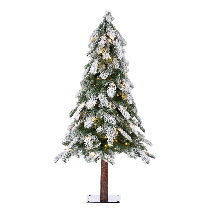 Sterling 4 ft. Pre Lit Warm White LED Flocked Alpine Tree