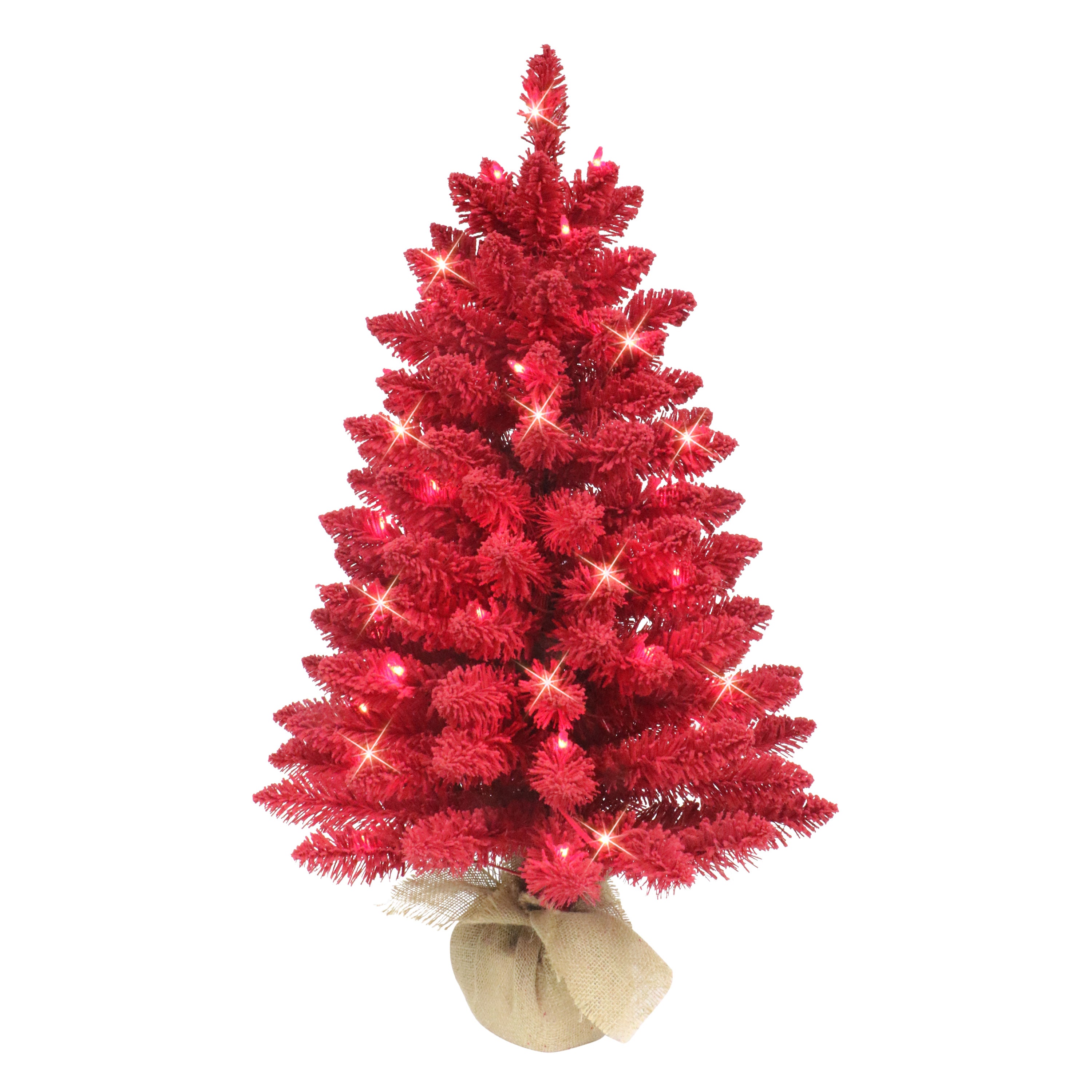 3' Pre-Lit Artificial Flocked Fashion Red Tree TF9612-ST30C05-RDA