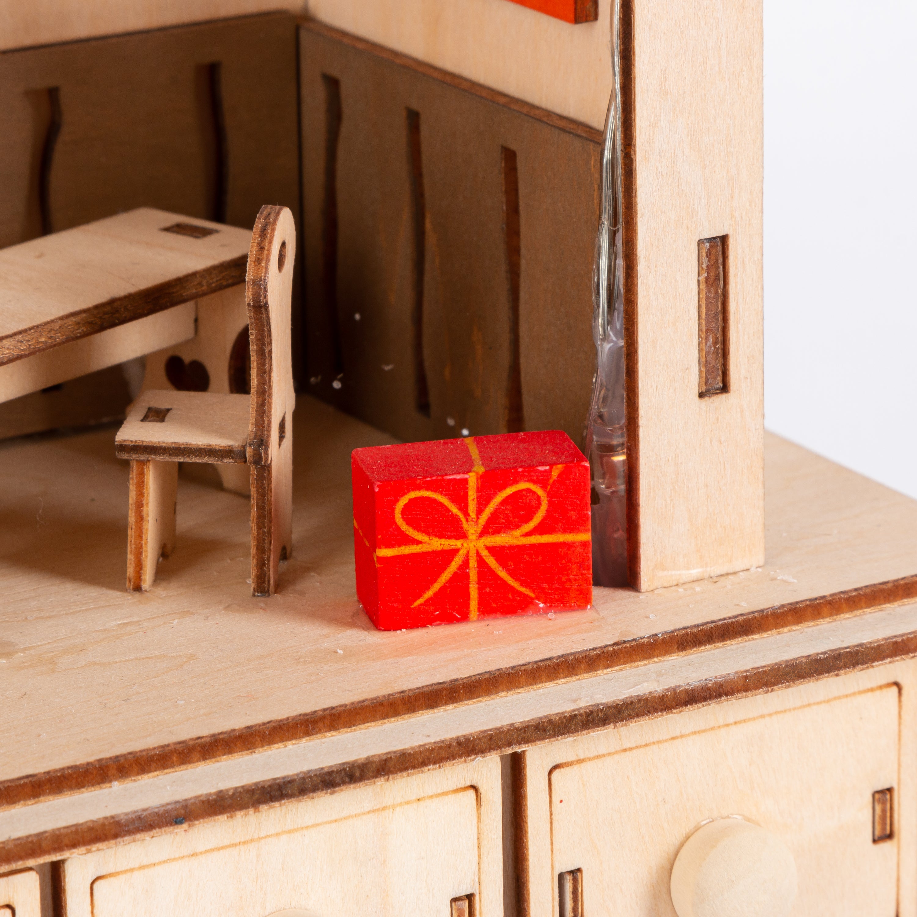 Heirloom 15.75 in L Battery Operated Lighted Laser Cut Wood Holiday Scene and Advent Calendar