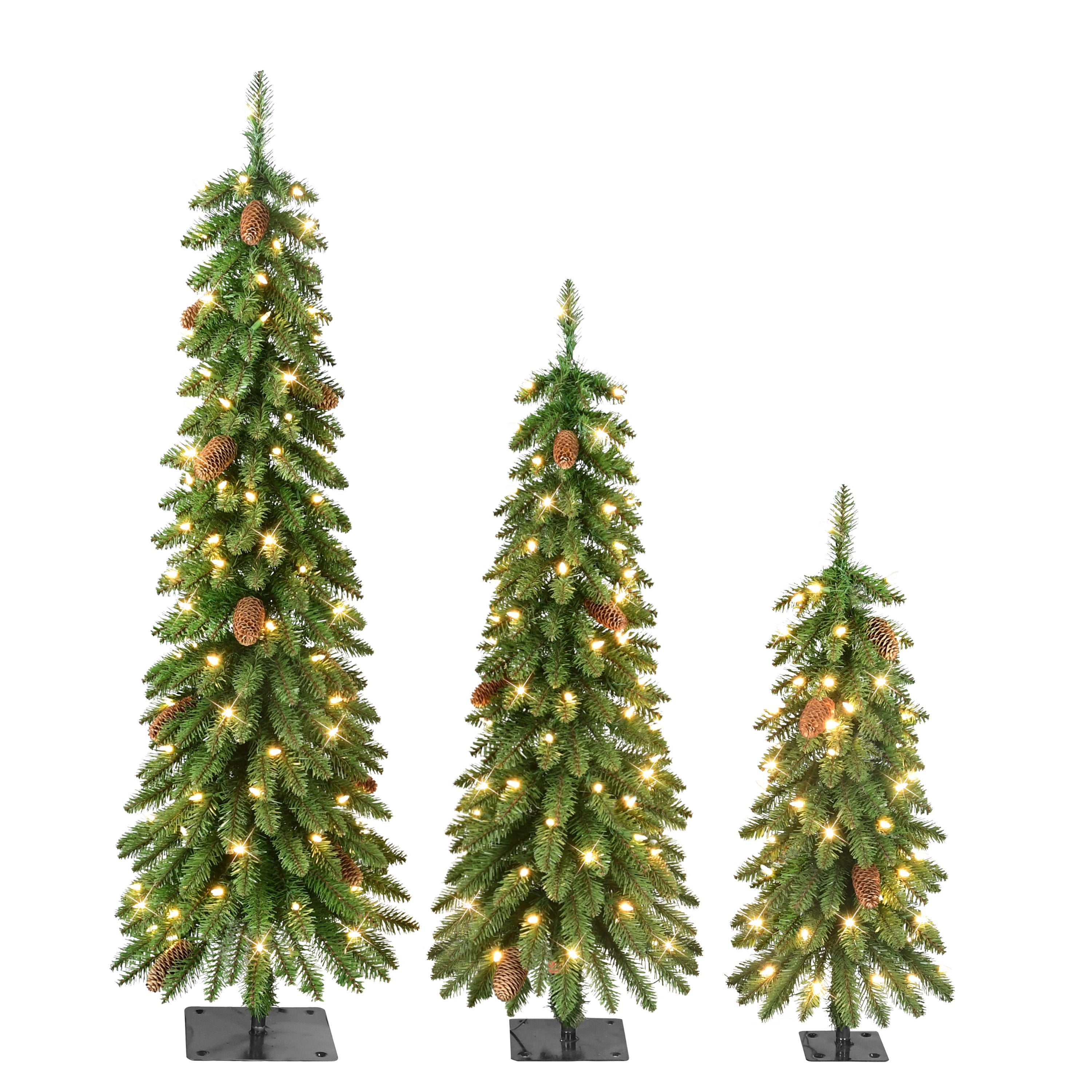 3 Pre-Lit Artificial Christmas Trees 4492-T345LWA-3