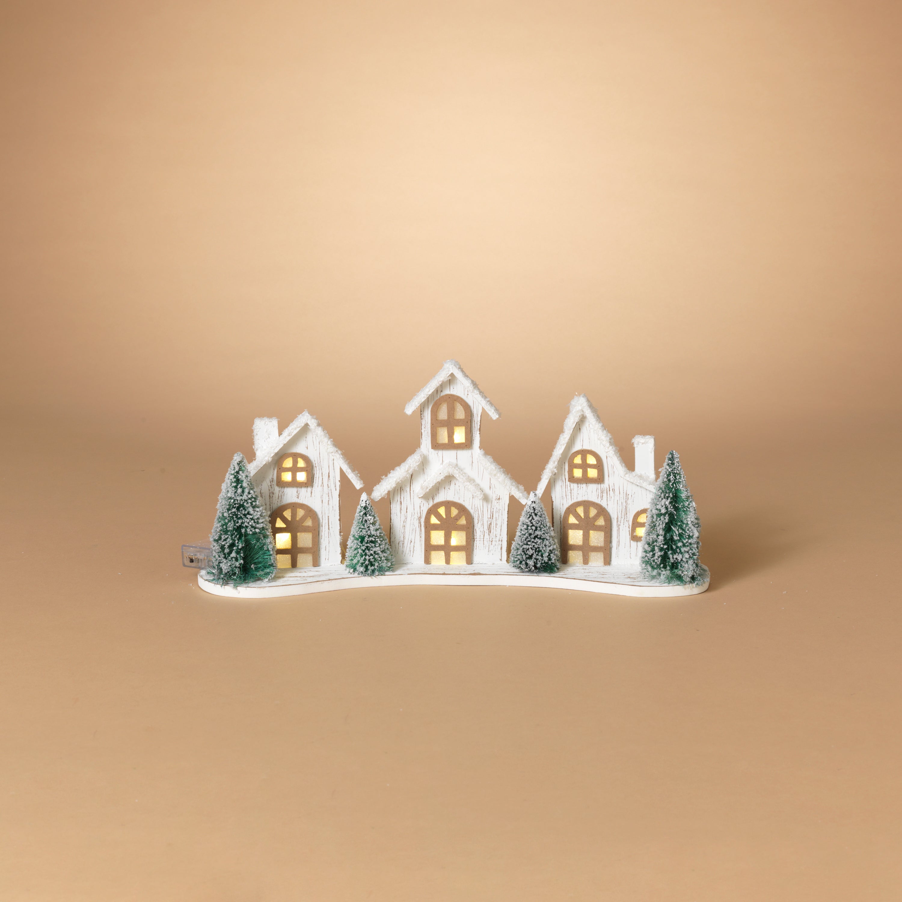 Lighted 16.7 in L Battery Operated Lighted Wood Holiday House Tabletop Decor 2693390EC