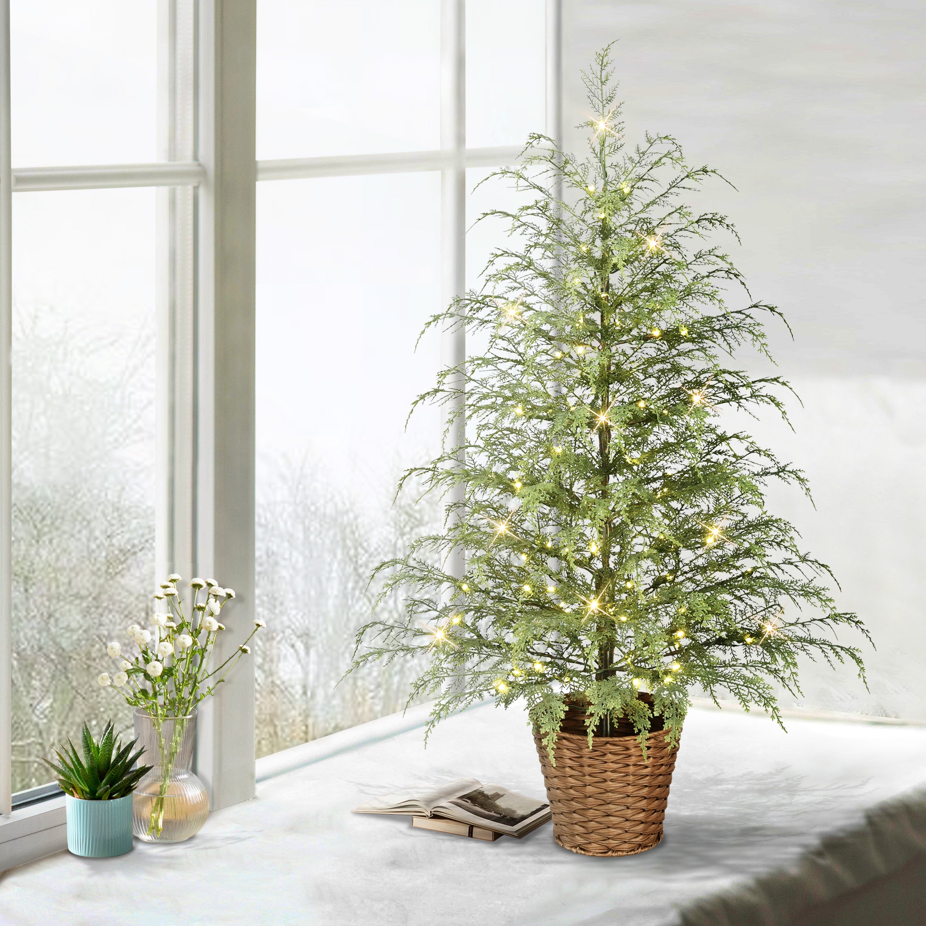 4ft. Pre-Lit Cedar Tree