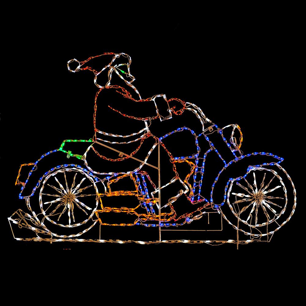 Brite Ideas 59" Santa Riding Motorcycle Animated LED Display MTC80