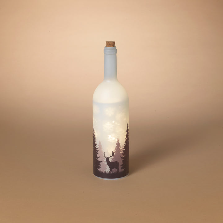 Storybook 13.39 in H Battery Operated Lighted Glass Holiday Bottle with Snowflake Design 2742570EC