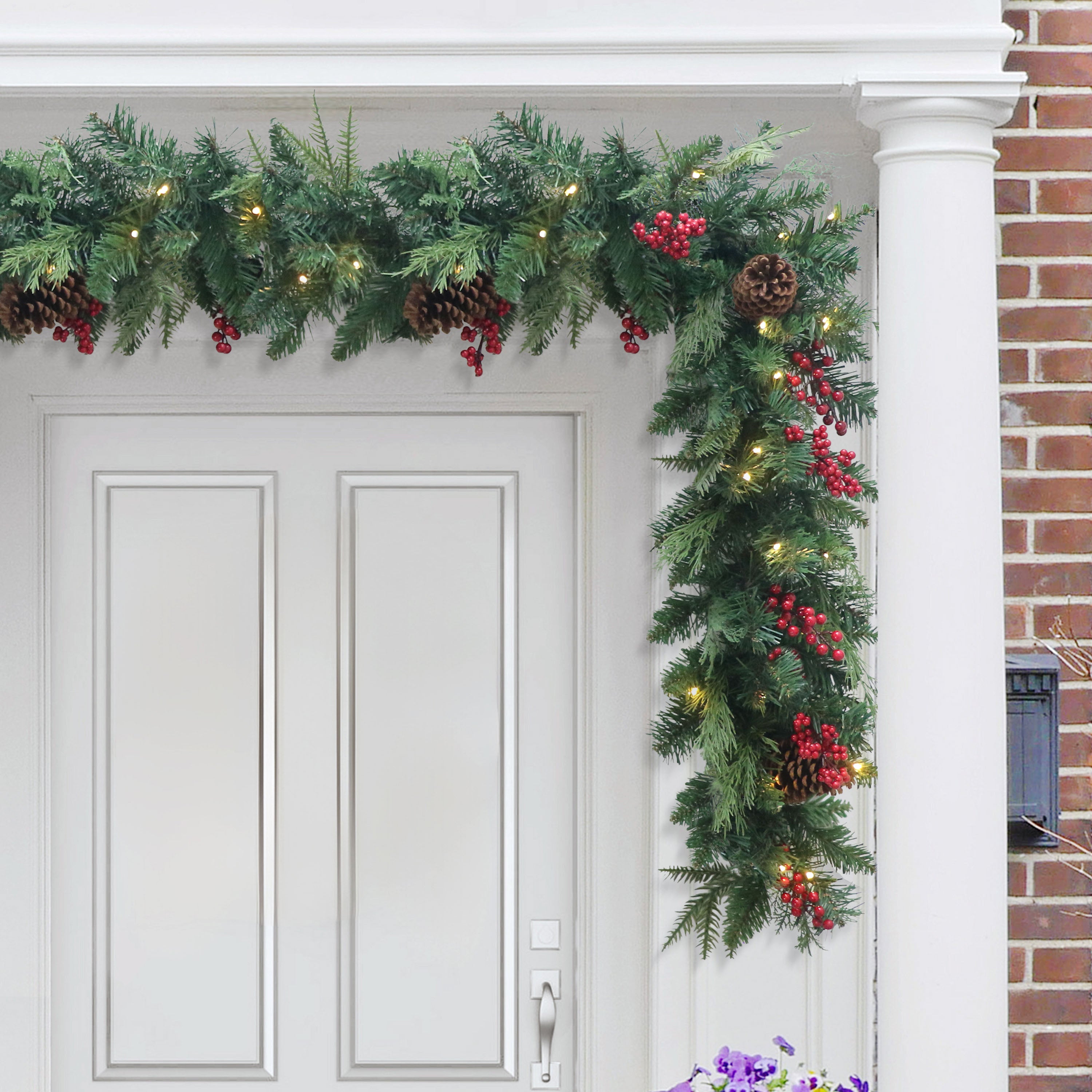 9' x 10" Pre-Lit Battery-Operated Adorned Garland