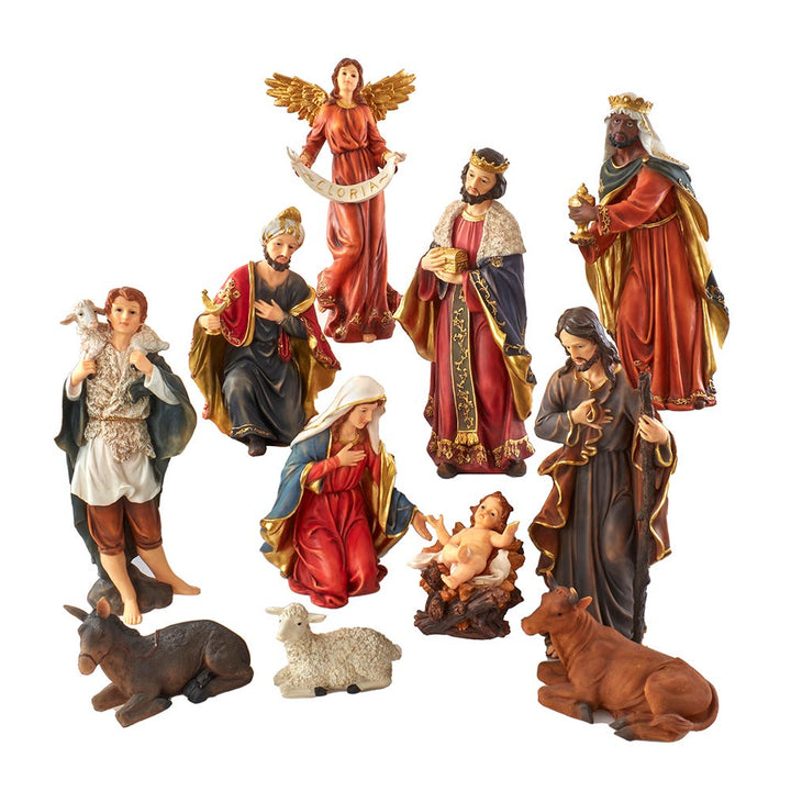 Kurt Adler 18-Inch Nativity Table Piece 11 PC Set