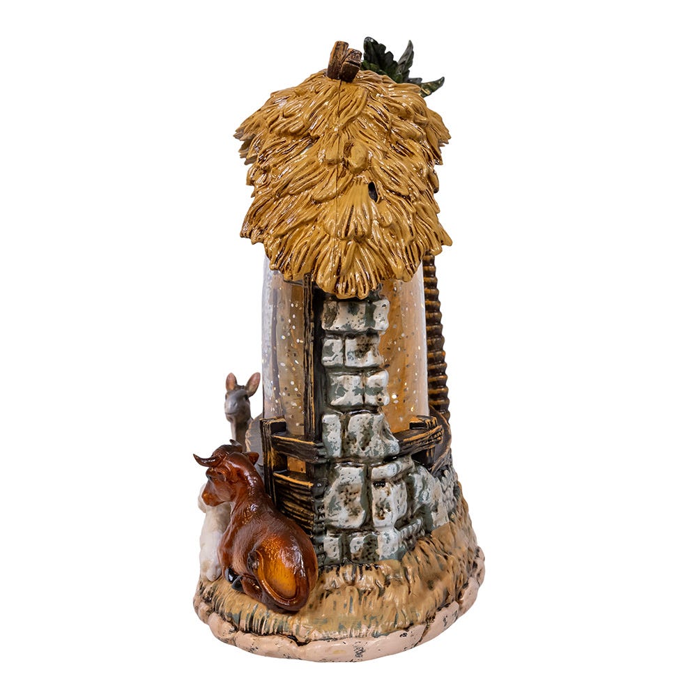 Kurt Adler 8-Inch Battery-Operated USB Lighted Nativity Scene with Spinning Glitter Water Globe
