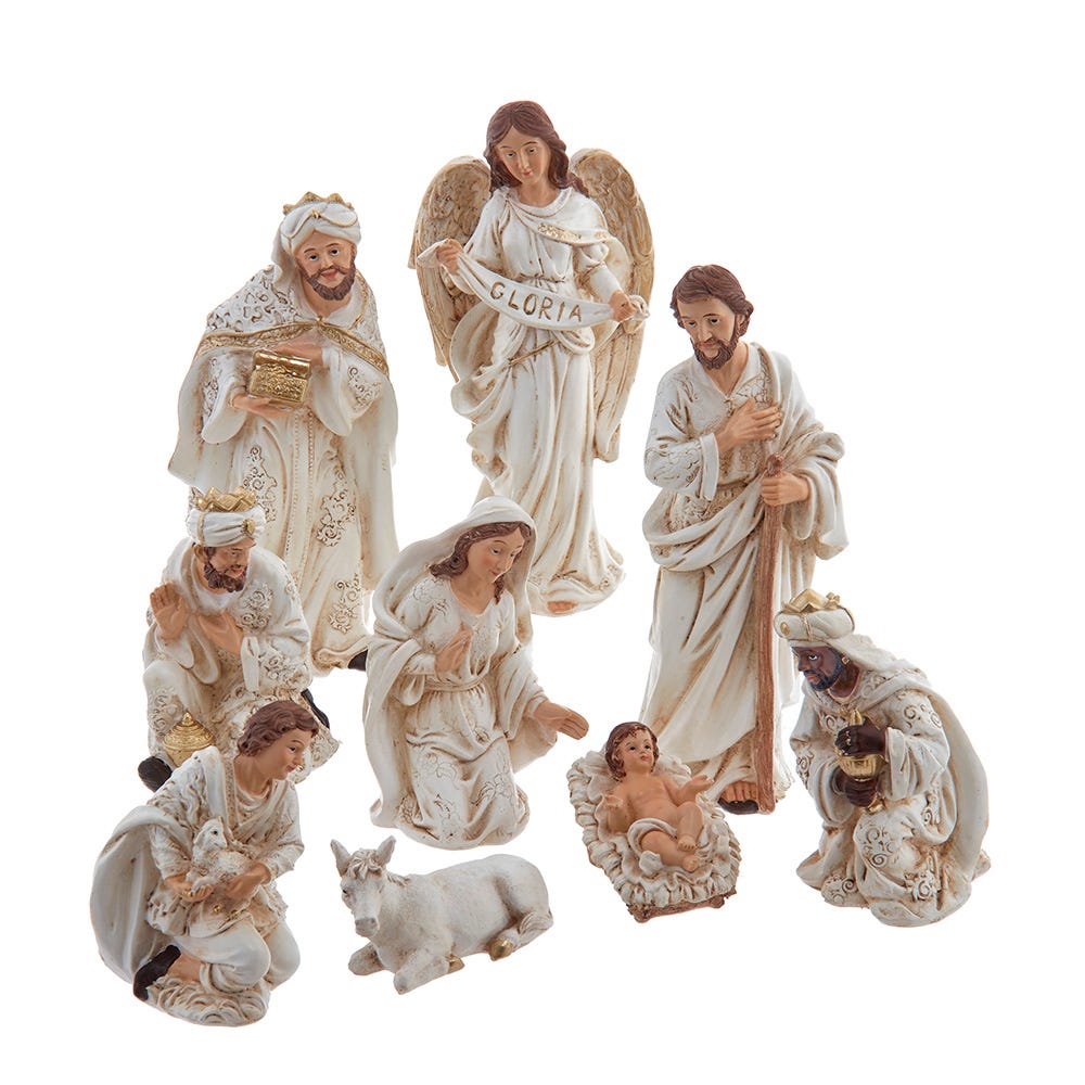 Kurt Adler 2-8.25-Inch Nativity Table Piece, 10-Piece Set N1064