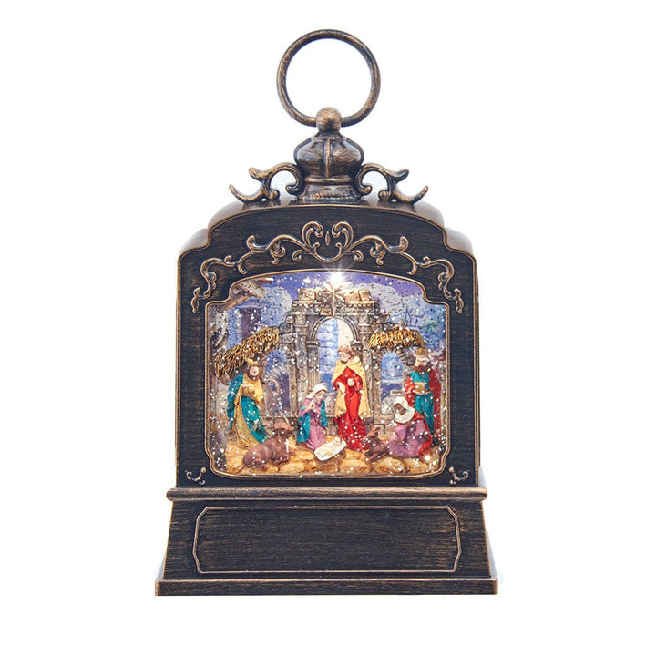 Kurt Adler 9.45-Inch Battery Operated Nativity LED Swirl Glitered Lantern N1066