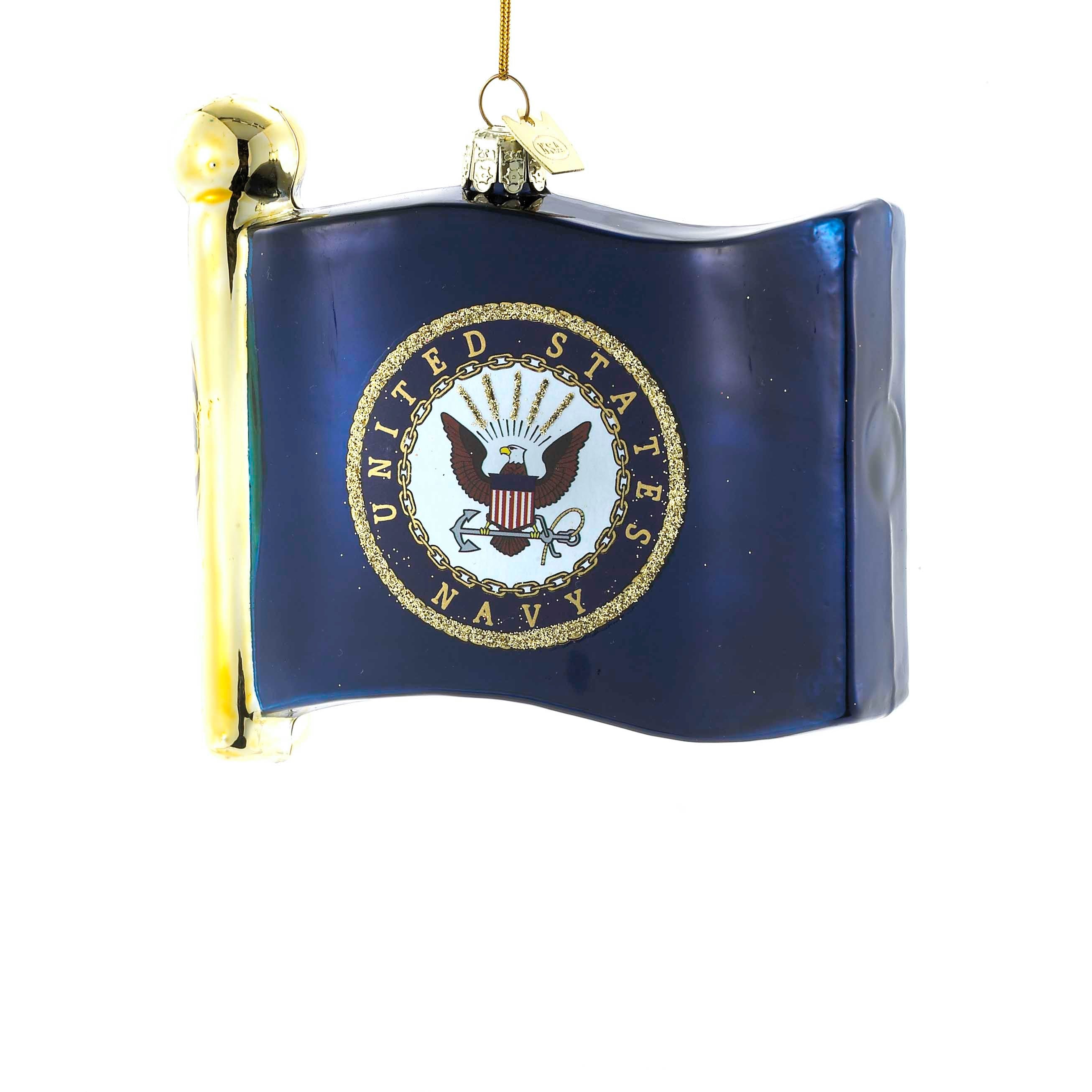 4.5" Glass US Navy Flag Ornament NA4141