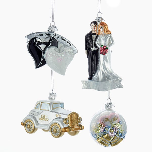 Kurt Adler 3.5-Inch-5-Inch Noble Gems Wedding Ornament Set of 4 NB1111