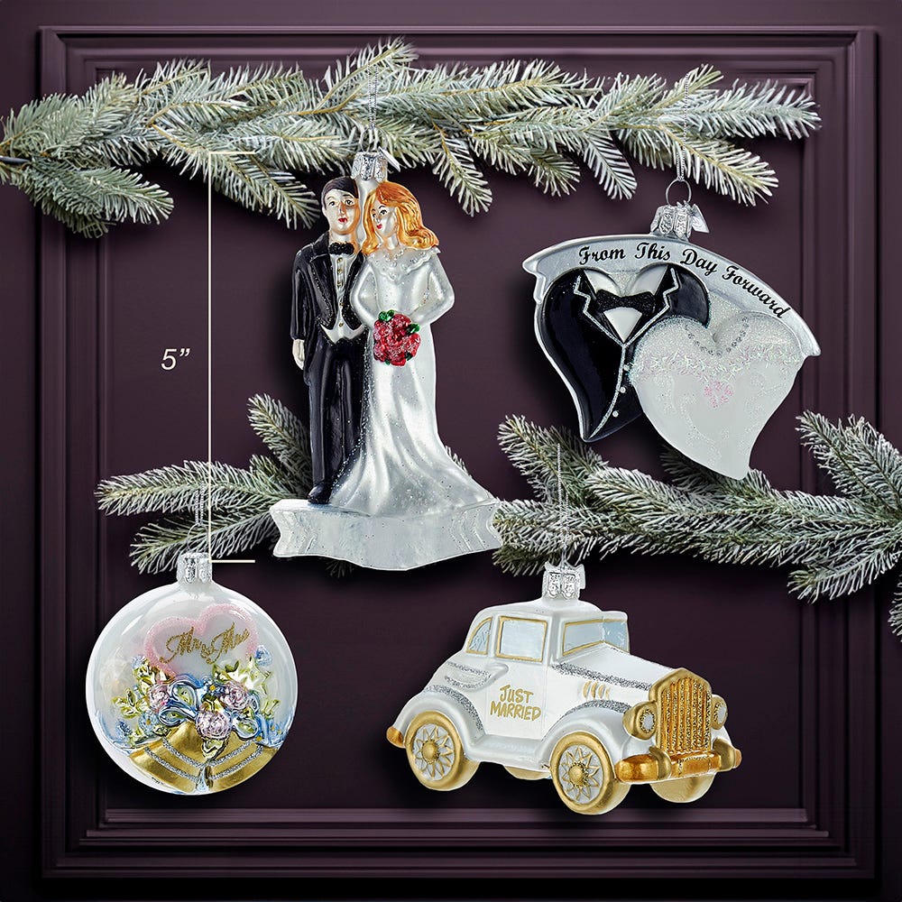 Kurt Adler 3.5-Inch-5-Inch Noble Gems Wedding Ornament Set of 4