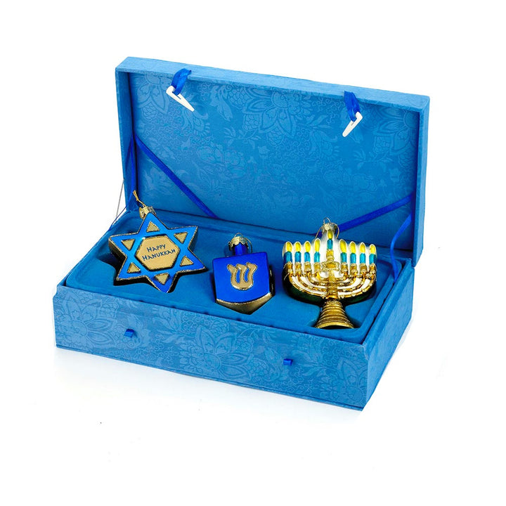 Kurt Adler Noble Gems Hanukkah Ornament 3-Piece Set