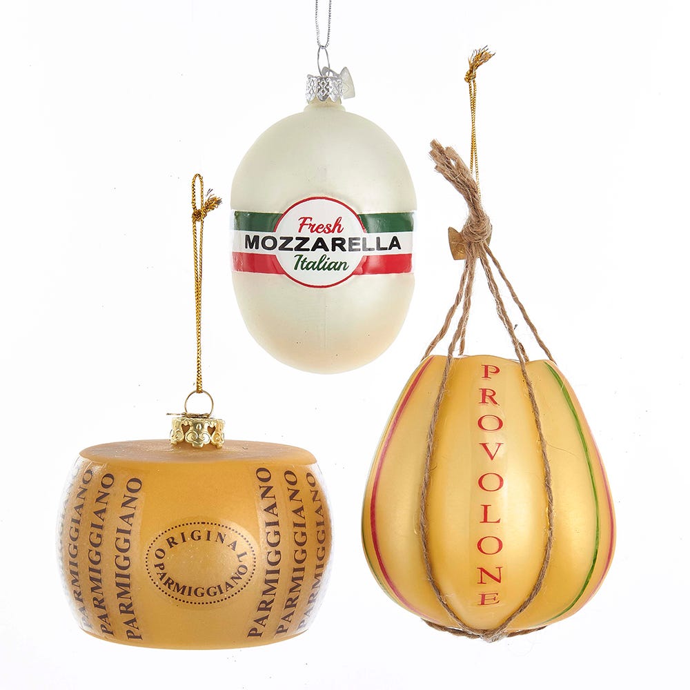 3" Noble Gems Italian Cheese Ornament, 3 Assorted #NB1212