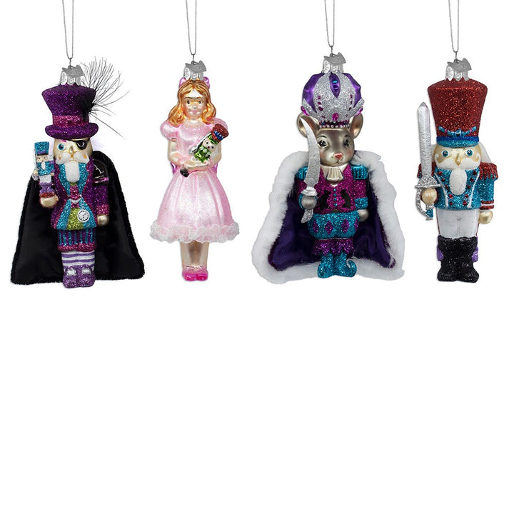 Kurt Adler 5-Inch Noble Gem Glass Nutcracker Suite Ornaments 4 Piece Set NB1657