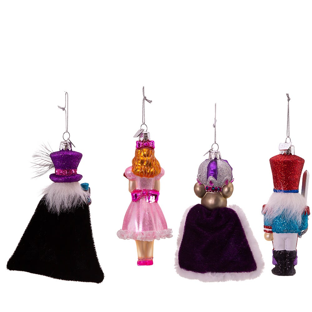 Kurt Adler 5-Inch Noble Gem Glass Nutcracker Suite Ornaments 4 Piece Set