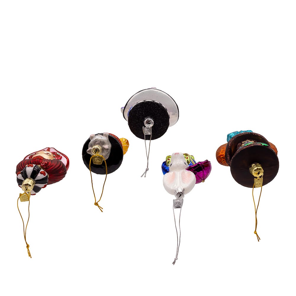 Kurt Adler 4.5-5-Inch Noble Gems Glass Alice Characters Ornaments