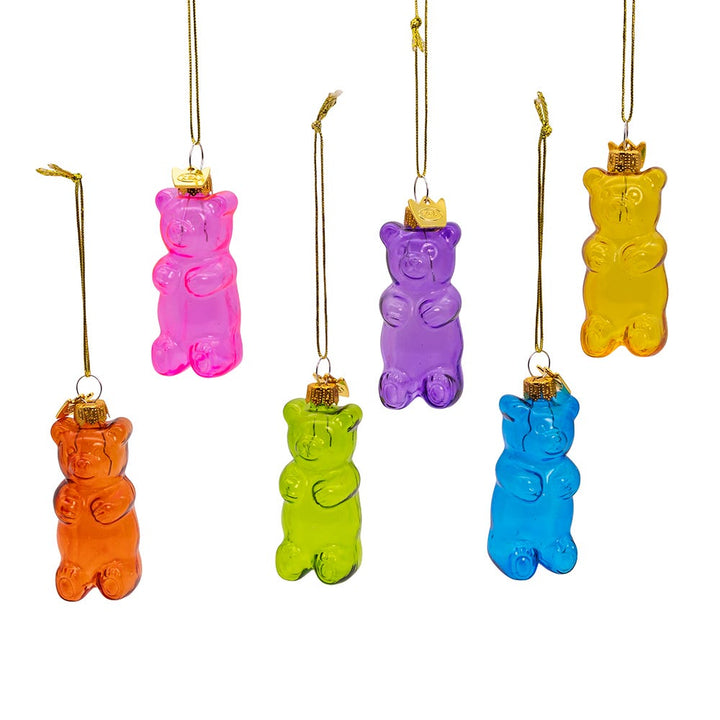 Kurt Adler Noble Gems Glass Gummy Bear Ornaments 6-Piece Set