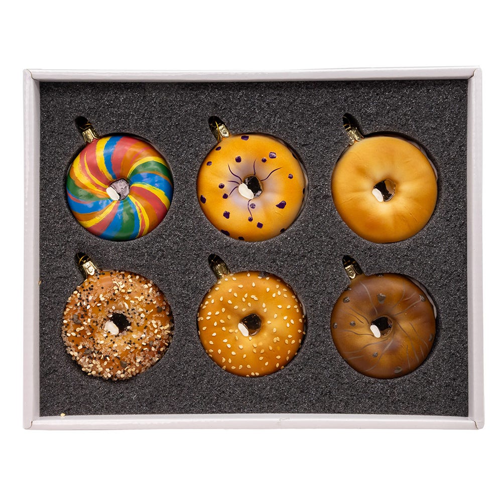 Kurt Adler 3" Noble Gems Glass Bagel Ornaments NBX0143