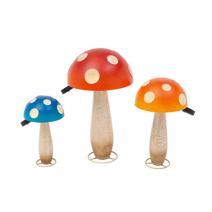 Enchanting Outdoor Garden Solar Lighted Mushrooms with Ground Stake Set of 3 2763080EC
