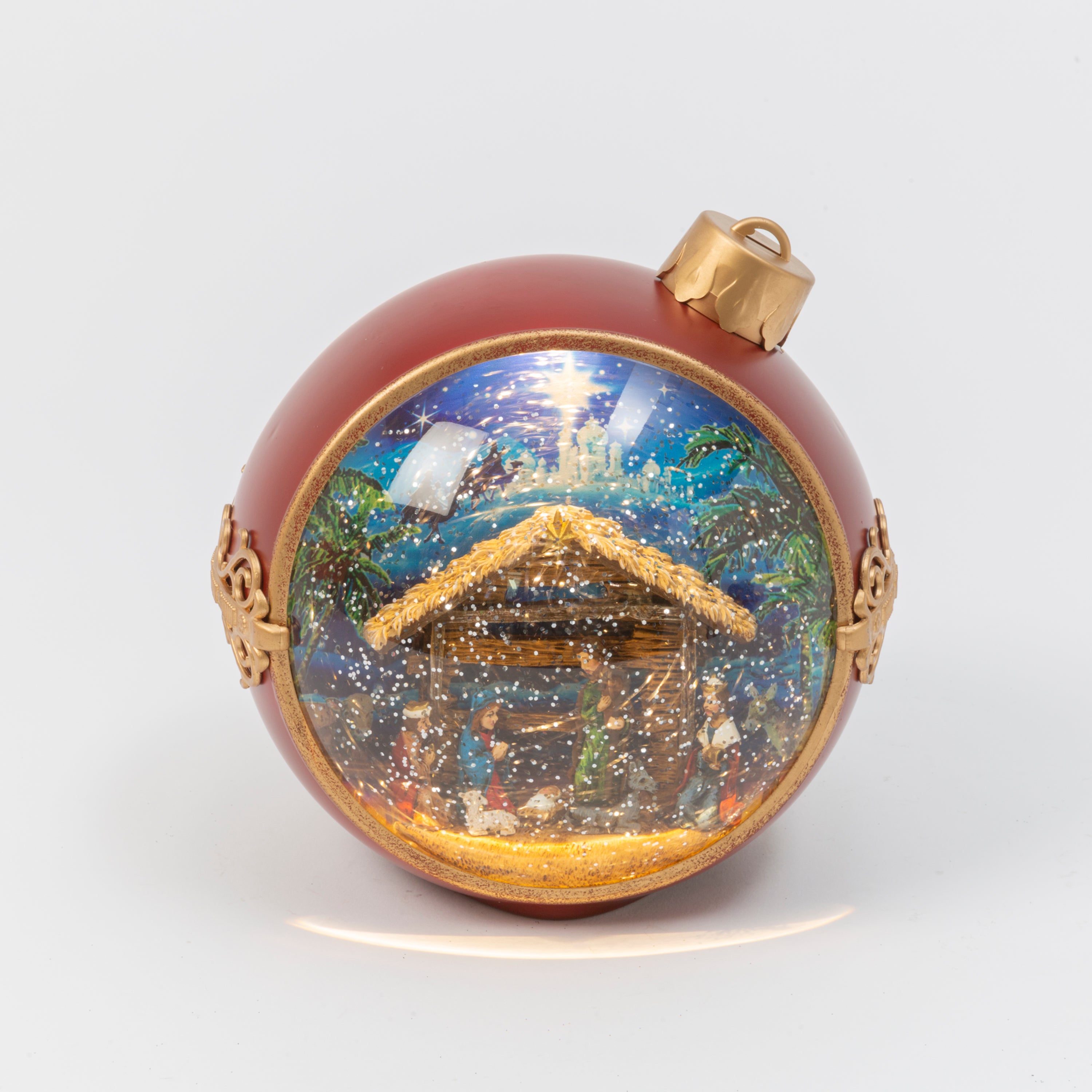 Radiant 7.75 in H Battery Operated Lighted Musical Spinning Water Globe Ornament 2588530EC