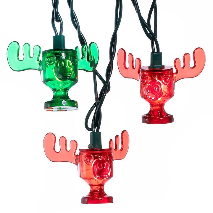 Kurt Adler 10-Light National Lampoon Red and Green Wally World Moose Mug Light Set